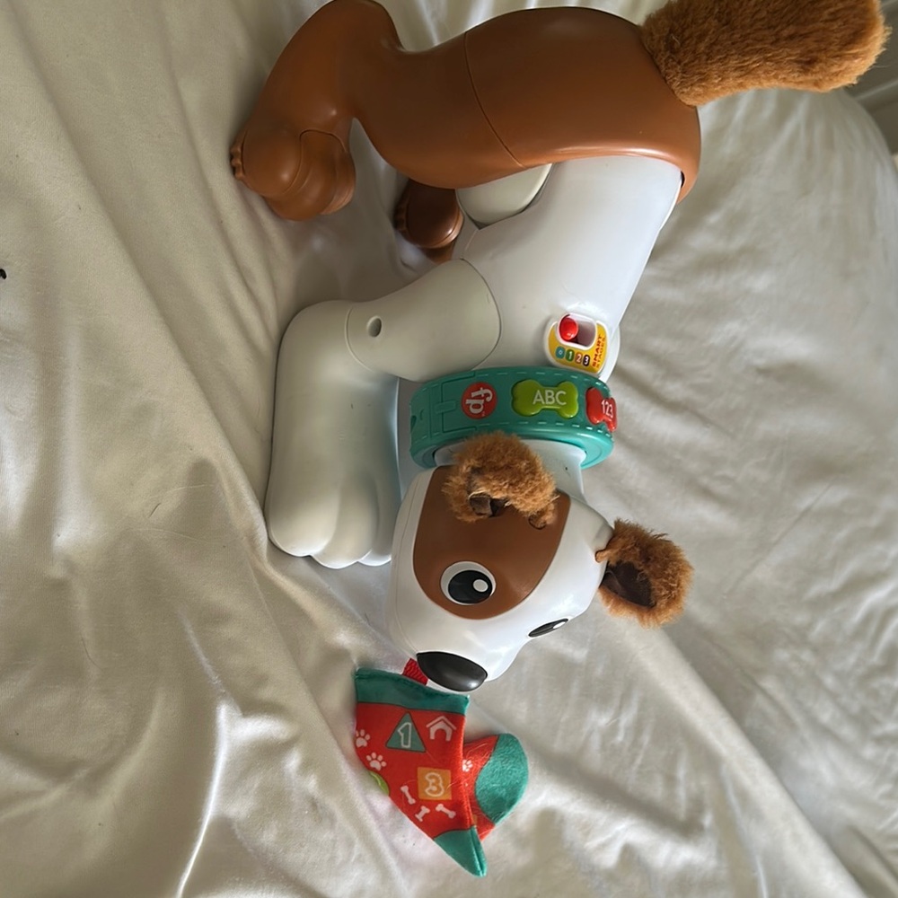 Interactive White and Brown Puppy Toy